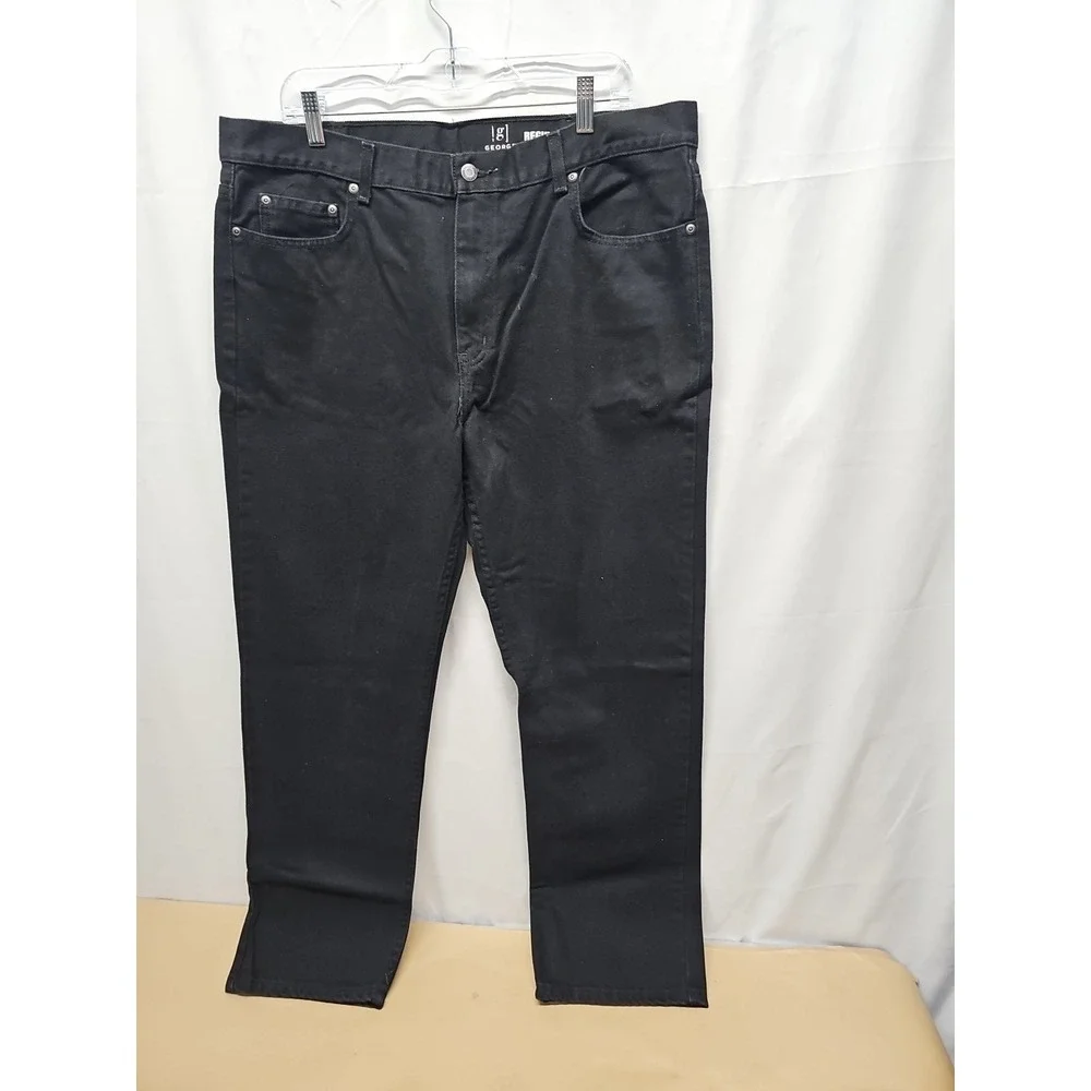 George Men's Black Denim Jeans Pants Regular‎ Size 38/32
